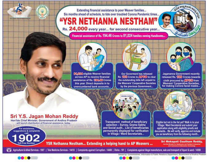 YSR Nethanna Nestham Scheme 2021 : Status Online, Beneficiary